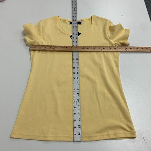 Karen Scott Basic Tee Womens XS Extra Small Lemon Short Sleeve Crew Neck Shirt - Picture 6 of 12
